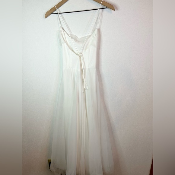 NWT Hello Molly Signal My Way Tulle Midi Dress White 8 / Large - Picture 8 of 11